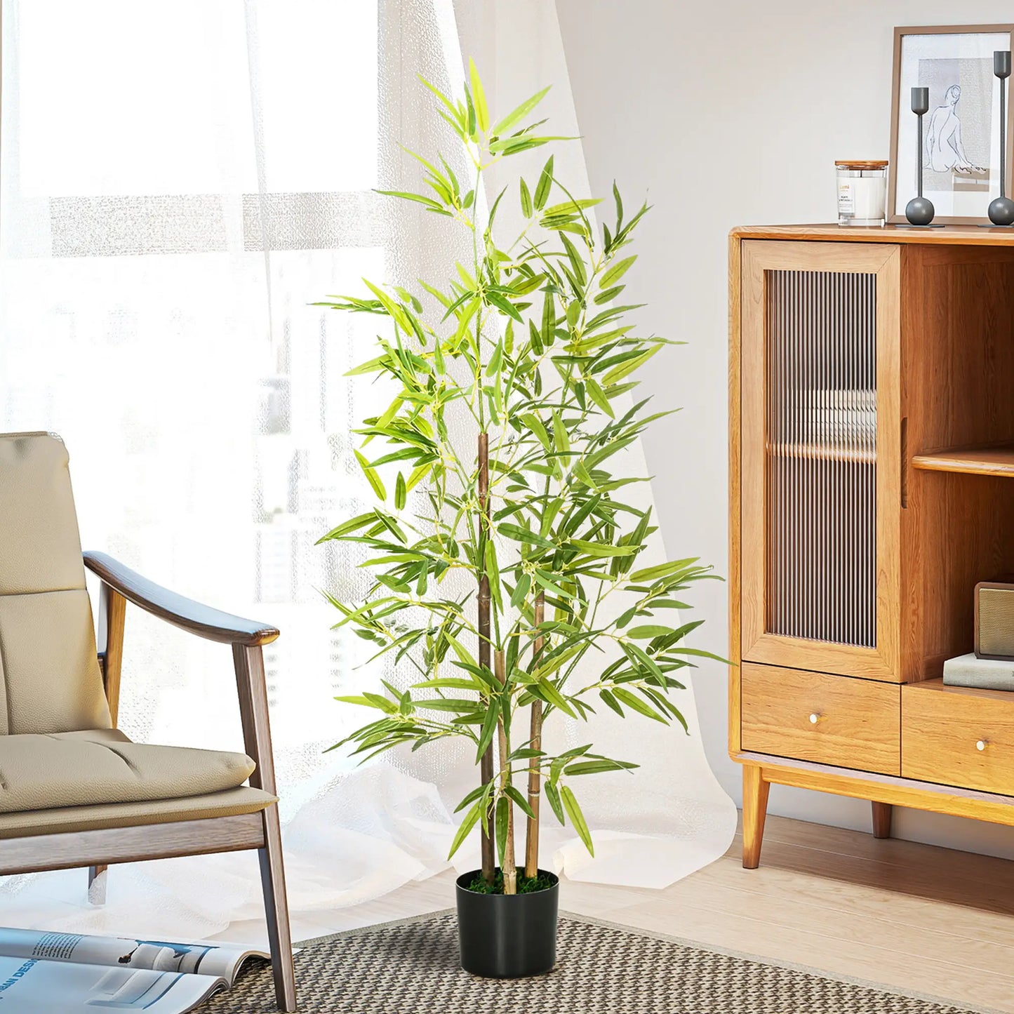 🎋 SET DE 2 PLANTAS ARTIFICIALES DE BAMBÚ 120 CM – REALISMO Y ELEGANCIA PARA TU HOGAR