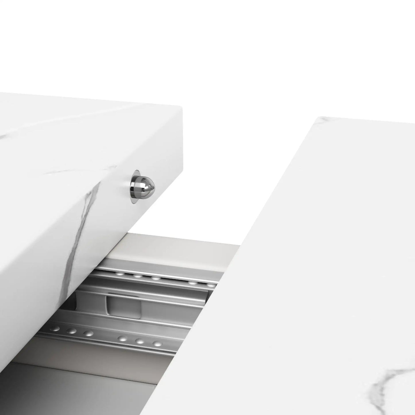 🍽️ Mesa de Comedor Extensible 118-157 cm con Patas Cruzadas – MDF Efecto Mármol – Blanco | JAM MUEBLES