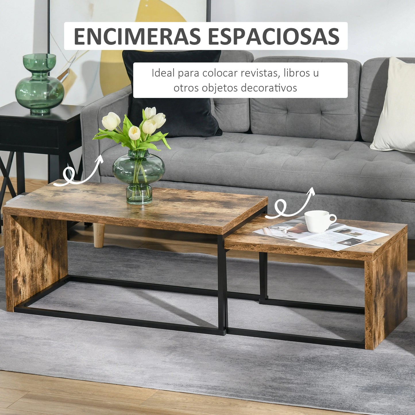 🛋️ Mesas de Centro NIDO INDUSTRIAL – Set 2 Mesas