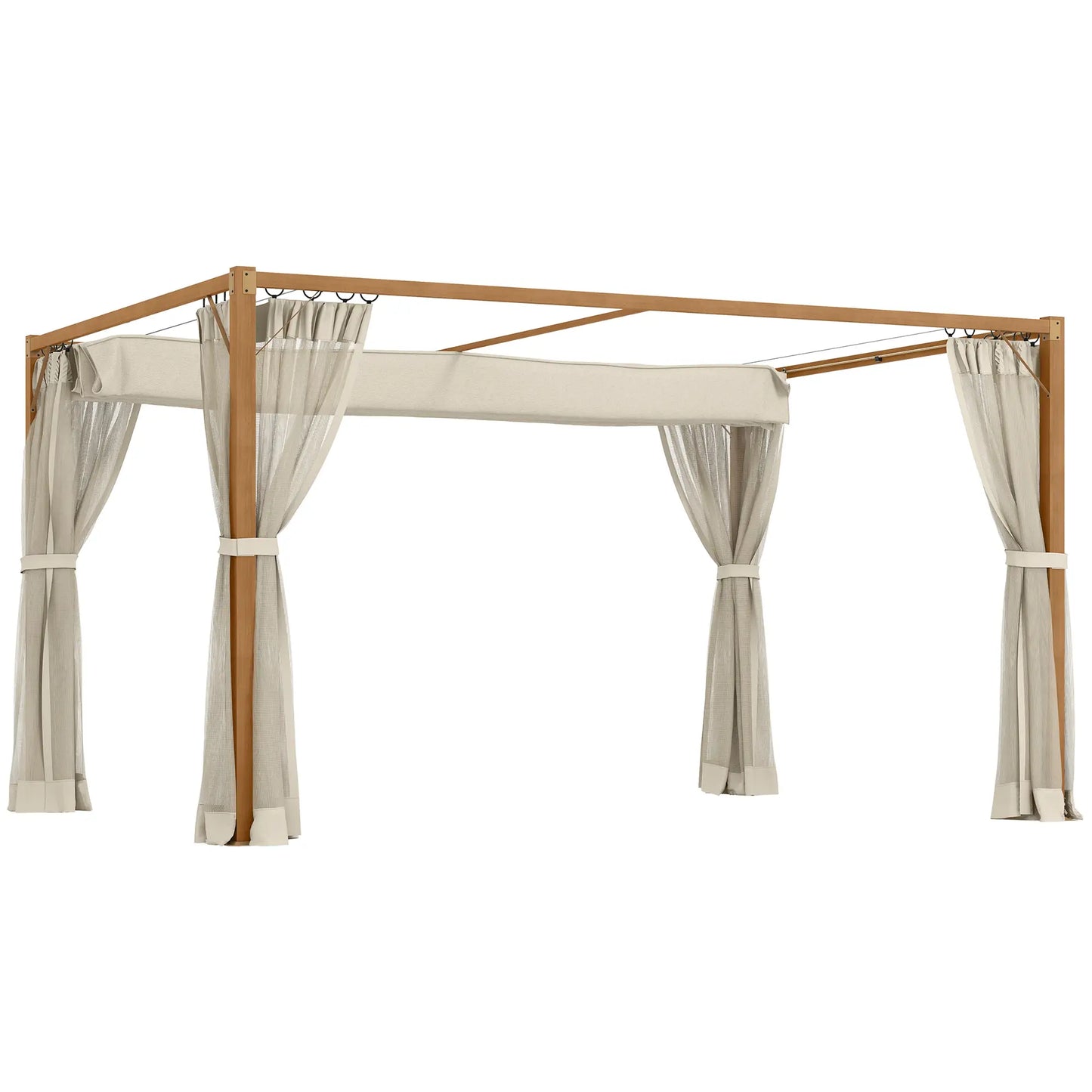 🌿 PÉRGOLA DE JARDÍN “NATURSHADE” 4x3m – RETRÁCTIL CON MOSQUITERAS Y EFECTO MADERA