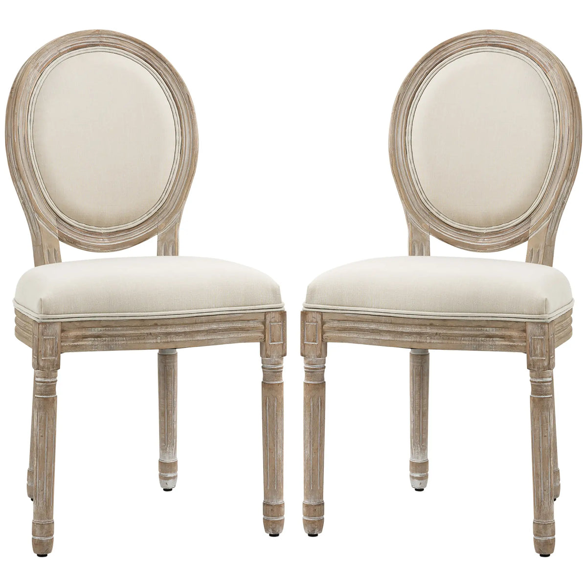 🪑 PACK 2 SILLAS MEDALLÓN VERSALLES – ESTILO LUIS XVI EN BEIGE CON MADERA MACIZA