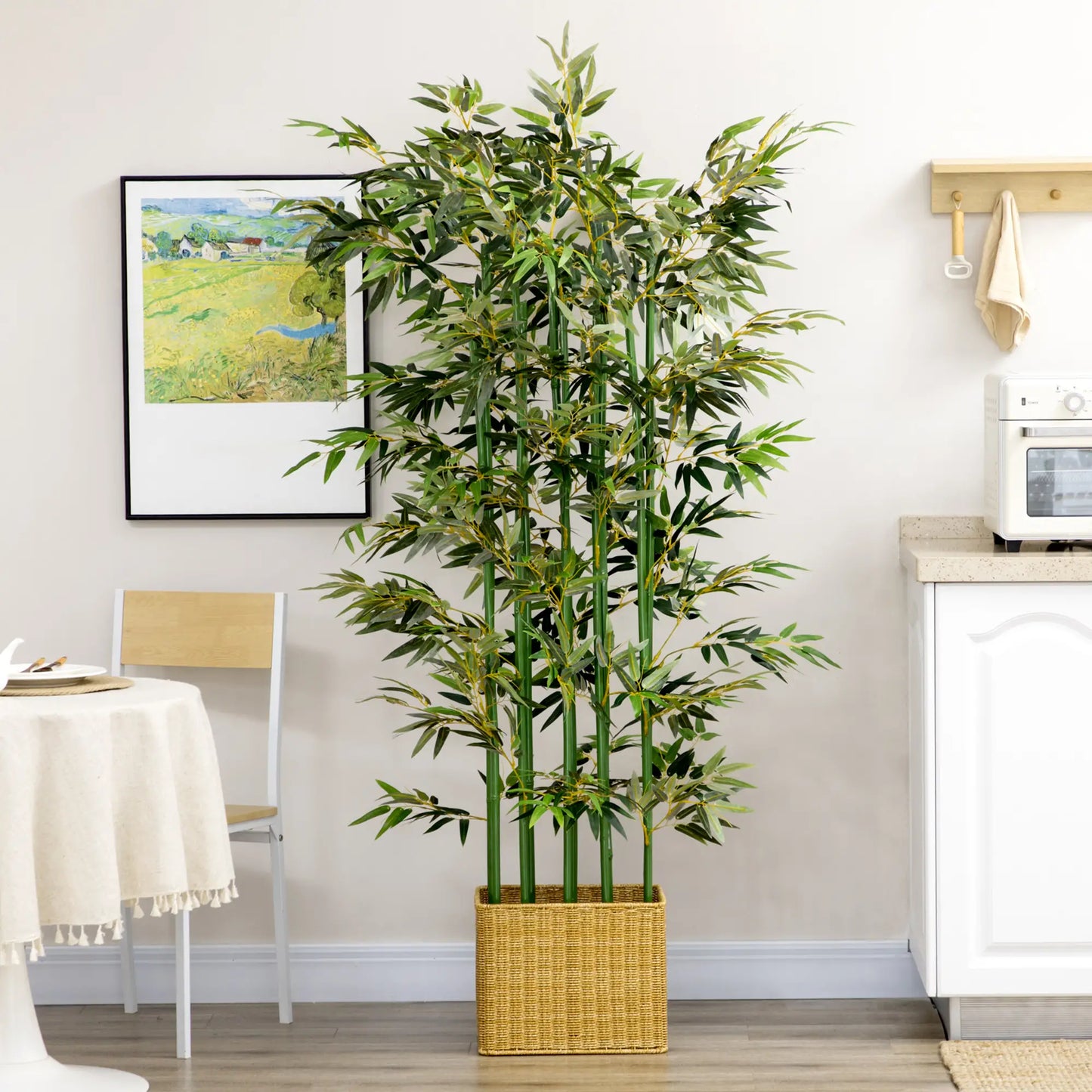 🎋 BAMBÚ ARTIFICIAL 180 CM CON MACETA DE MADERA – ELEGANCIA NATURAL PARA HOGAR Y OFICINA