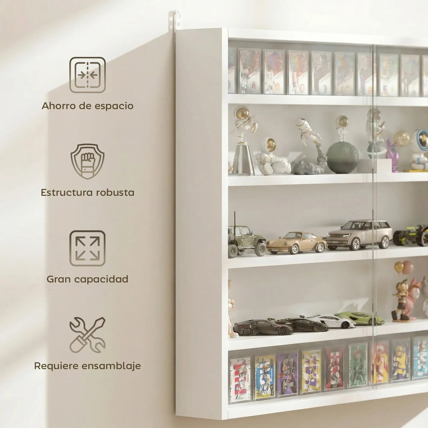 🪟 Vitrina de Pared DISPLAY WHITE – 80 cm con Puertas Correderas