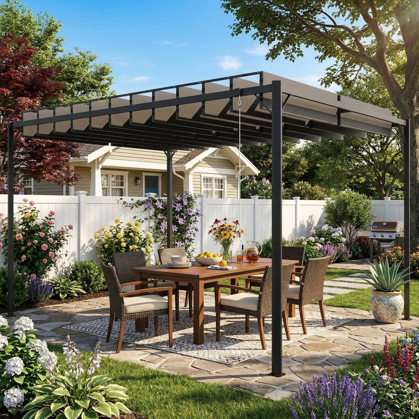 🌑 Pérgola VENTO 3x4 m Techo Ajustable Gris Oscuro