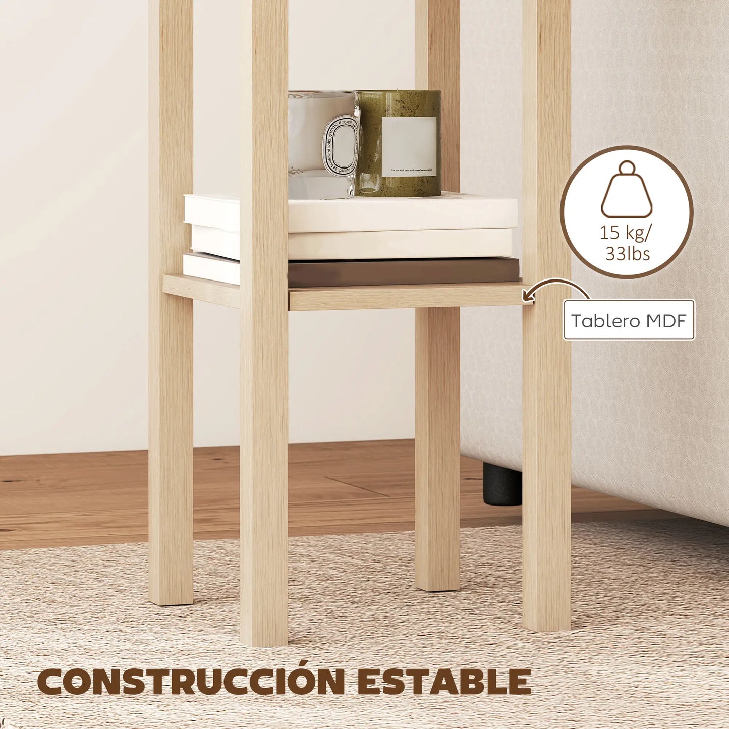 🪵 Mesa Auxiliar Rústica NATURAL HOME – 1 Cajón