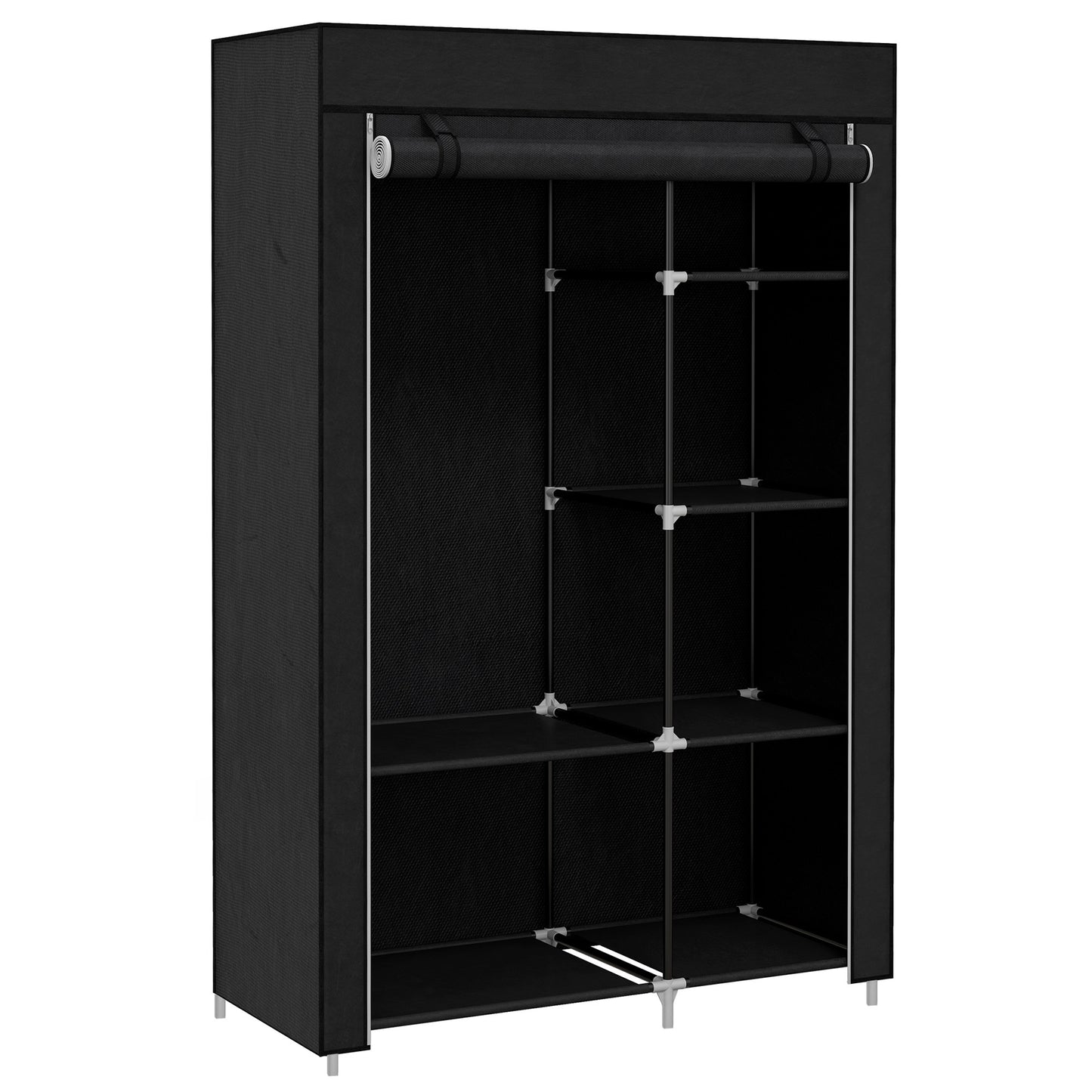 👕 ARMARIO DE TELA PLEGABLE 103 CM CON 6 ESTANTES Y BARRA PARA COLGAR – 5 COLORES
