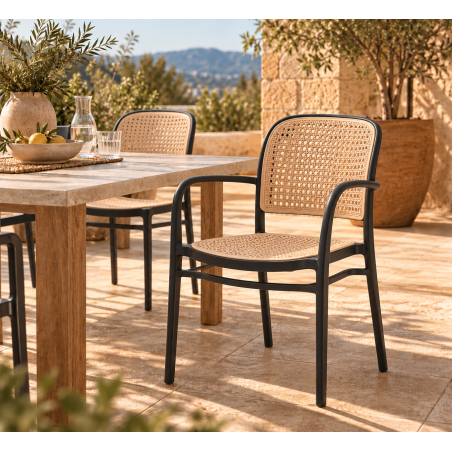 🪑 Sillón FUNCHAL 97 Negro y Beige | Mobiliario Contract