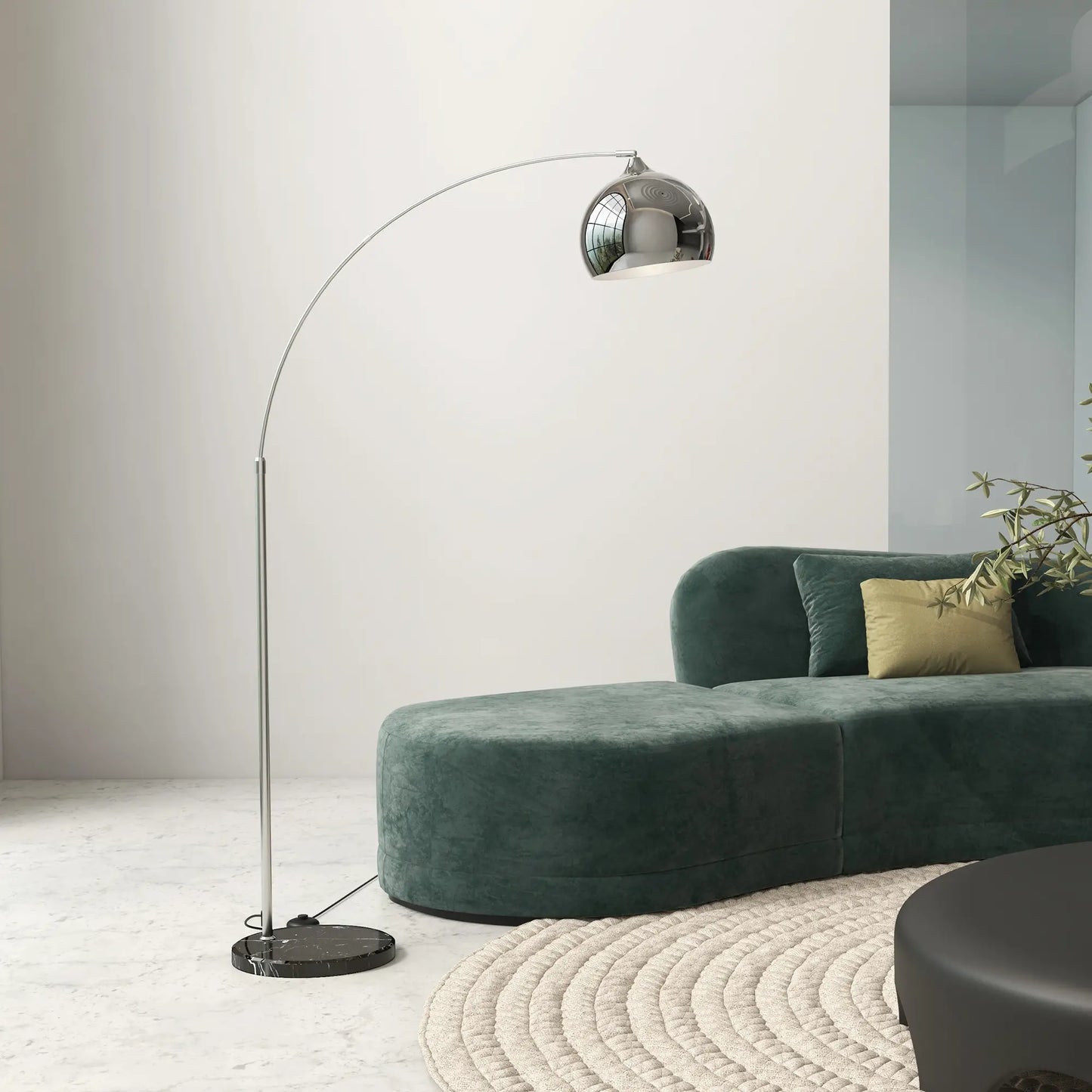 💡 Lámpara de Pie de Arco Moderna con Base de Mármol Ajustable E27 40W Plata y Negro