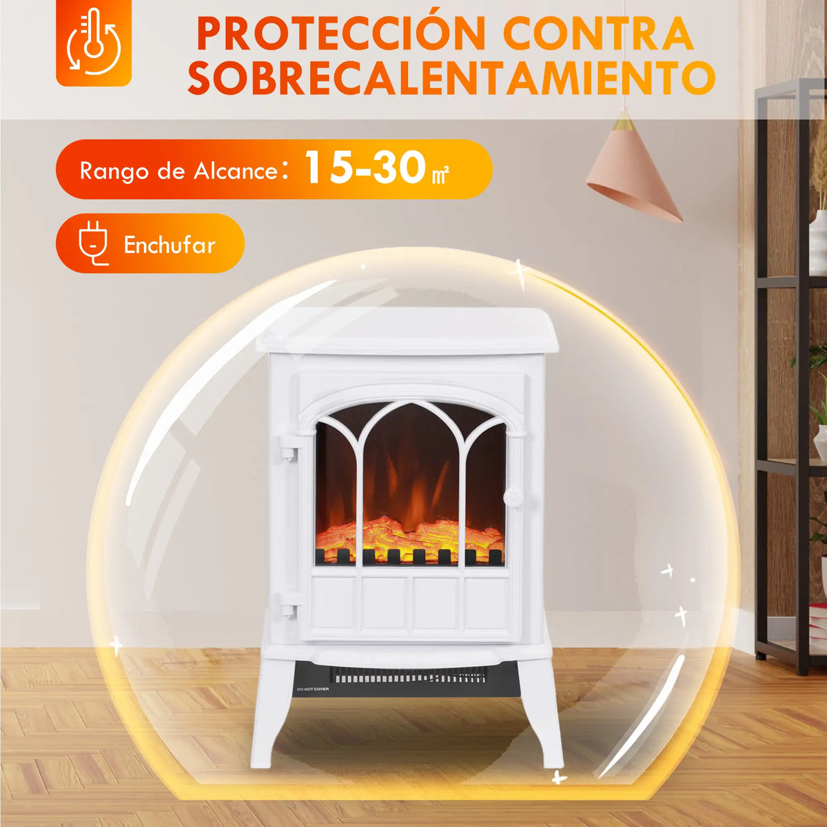🔥 CHIMENEA ELÉCTRICA WHITE COZY 2000 – BLANCA DE PIE CON LLAMA LED Y CALEFACCIÓN REGULABLE
