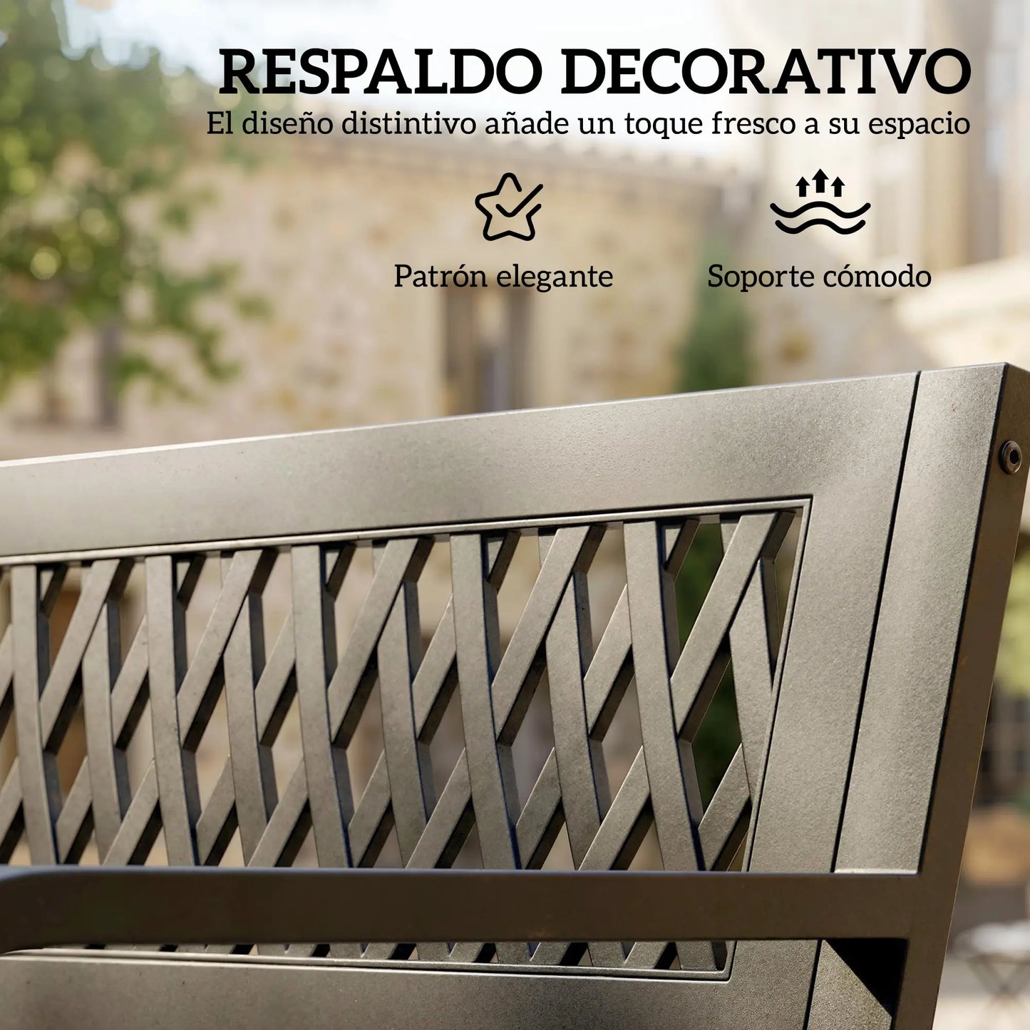 🌿 Banco de Jardín Modelo Modern Air 2 Plazas Acero Negro Minimalista