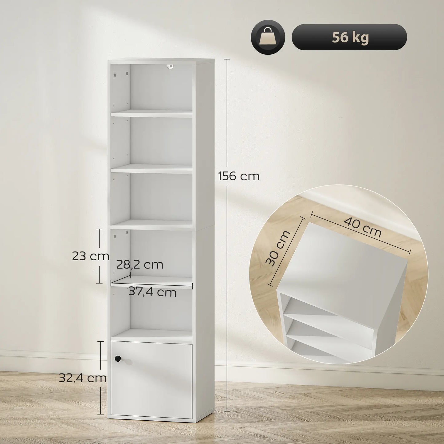 📚 Librería VERTICAL PLUS – 5 Niveles con Puerta