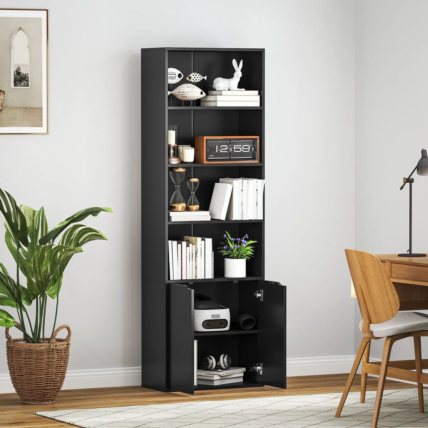 📚 Librería Vertical NEXUS – 6 Niveles con Puerta 180 cm
