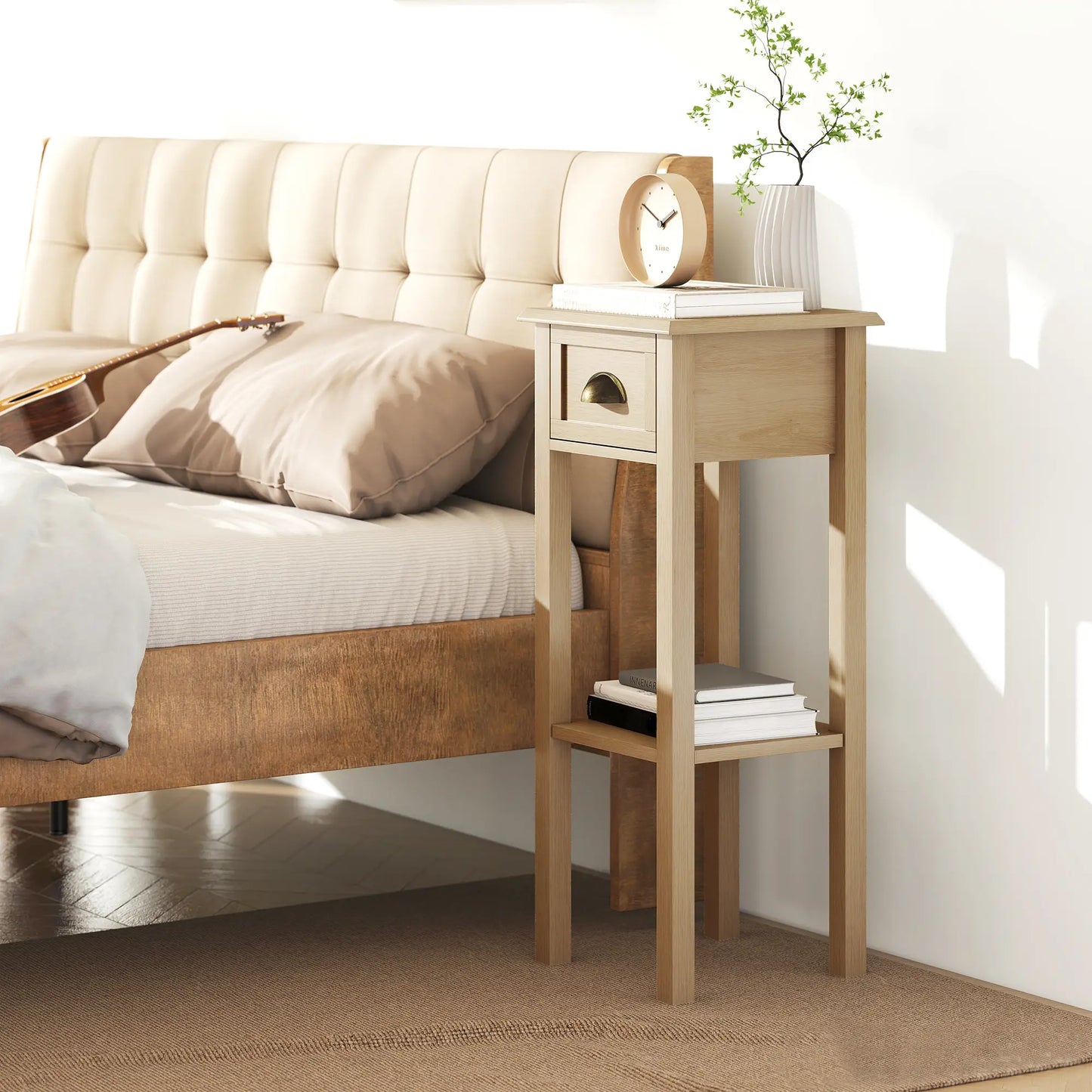 🪵 Mesa Auxiliar Rústica NATURAL HOME – 1 Cajón