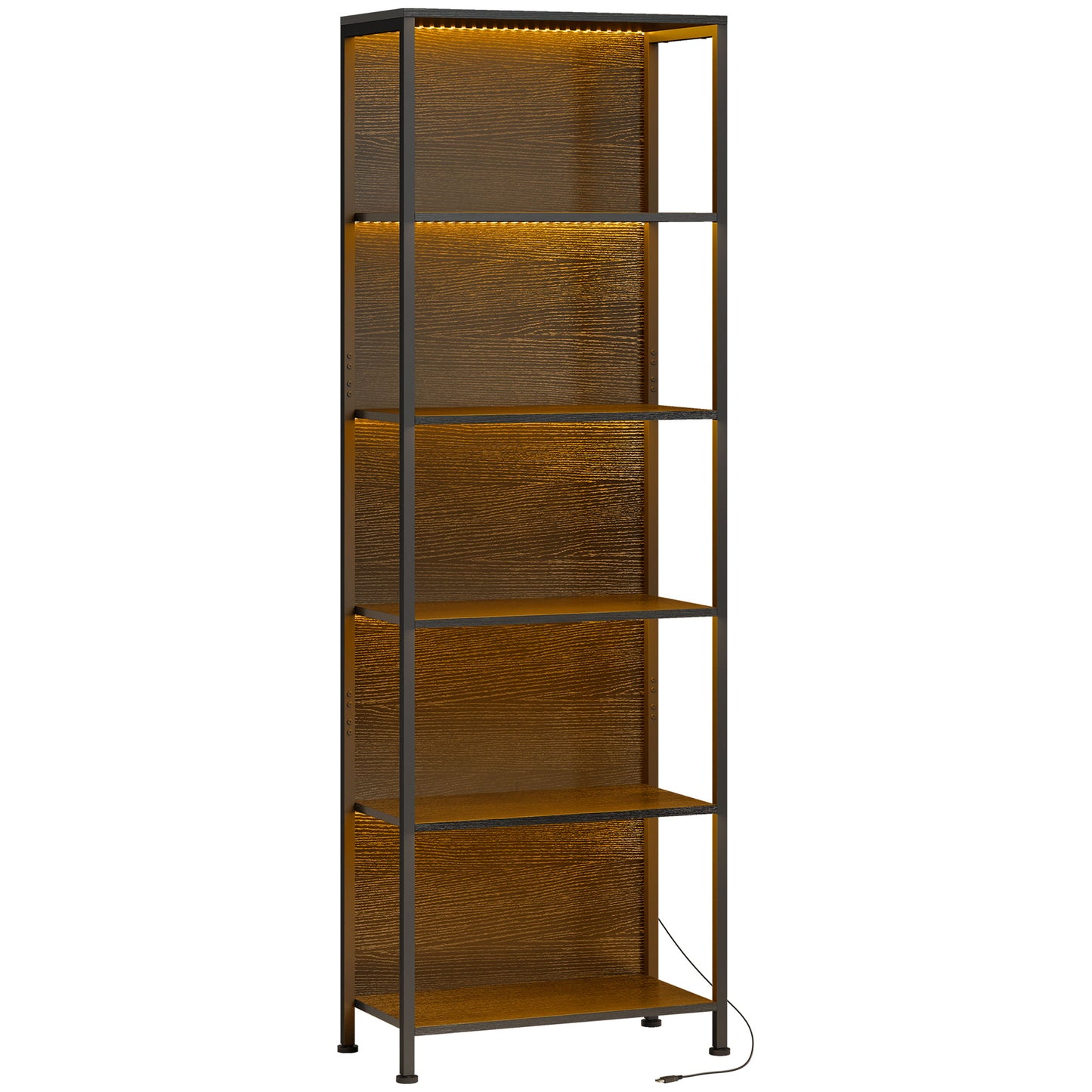 📚 Librería Industrial LUX LIGHT – 5 Estantes con Iluminación LED