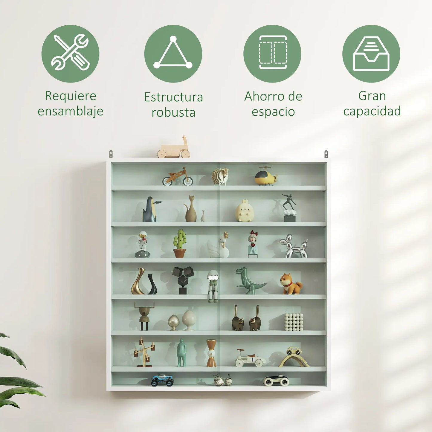 🪟 Vitrina de Pared DISPLAY GLASS XL – 80 cm con Puertas Correderas