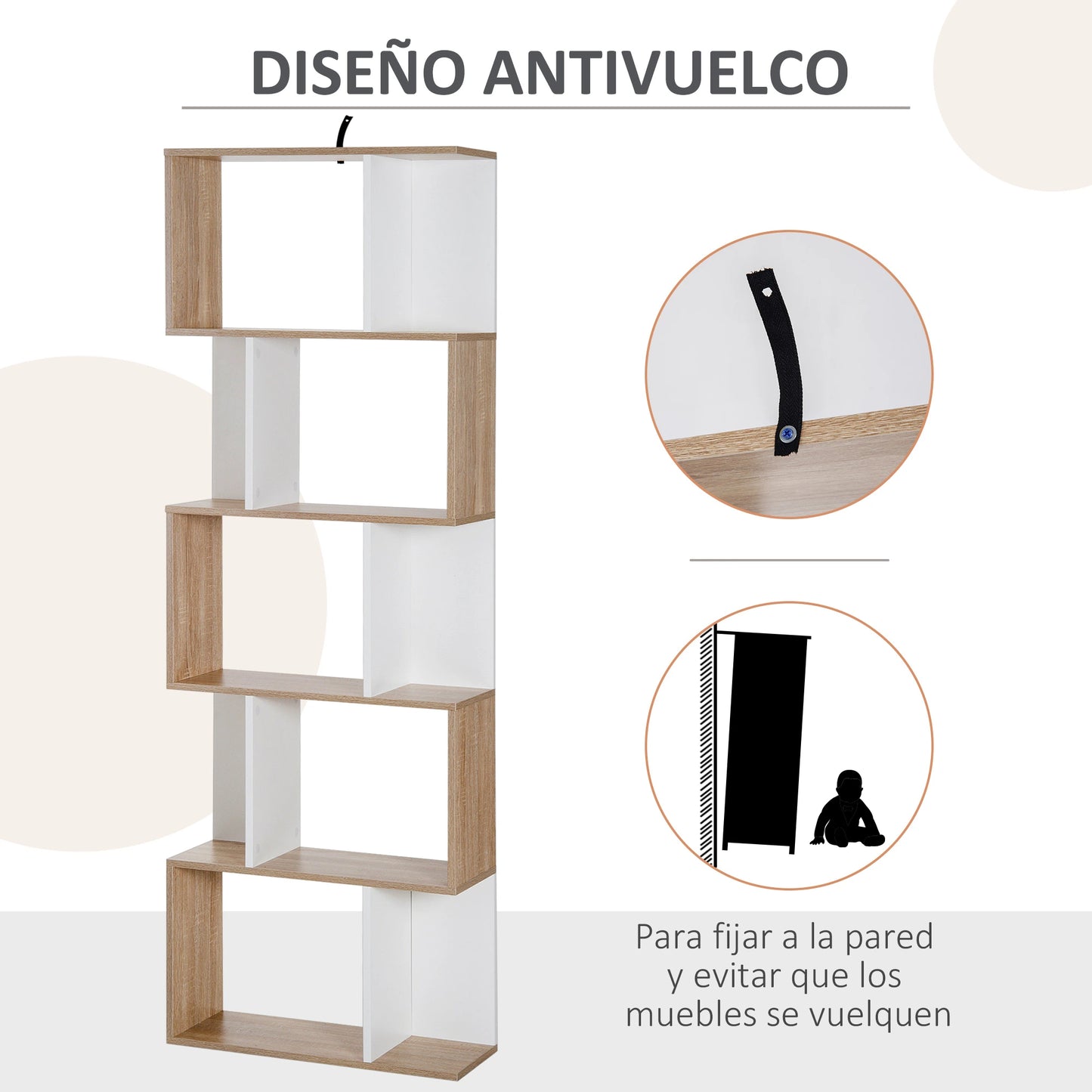 📚 Estantería Diseño S ZIGZAG – 5 Niveles 184 cm