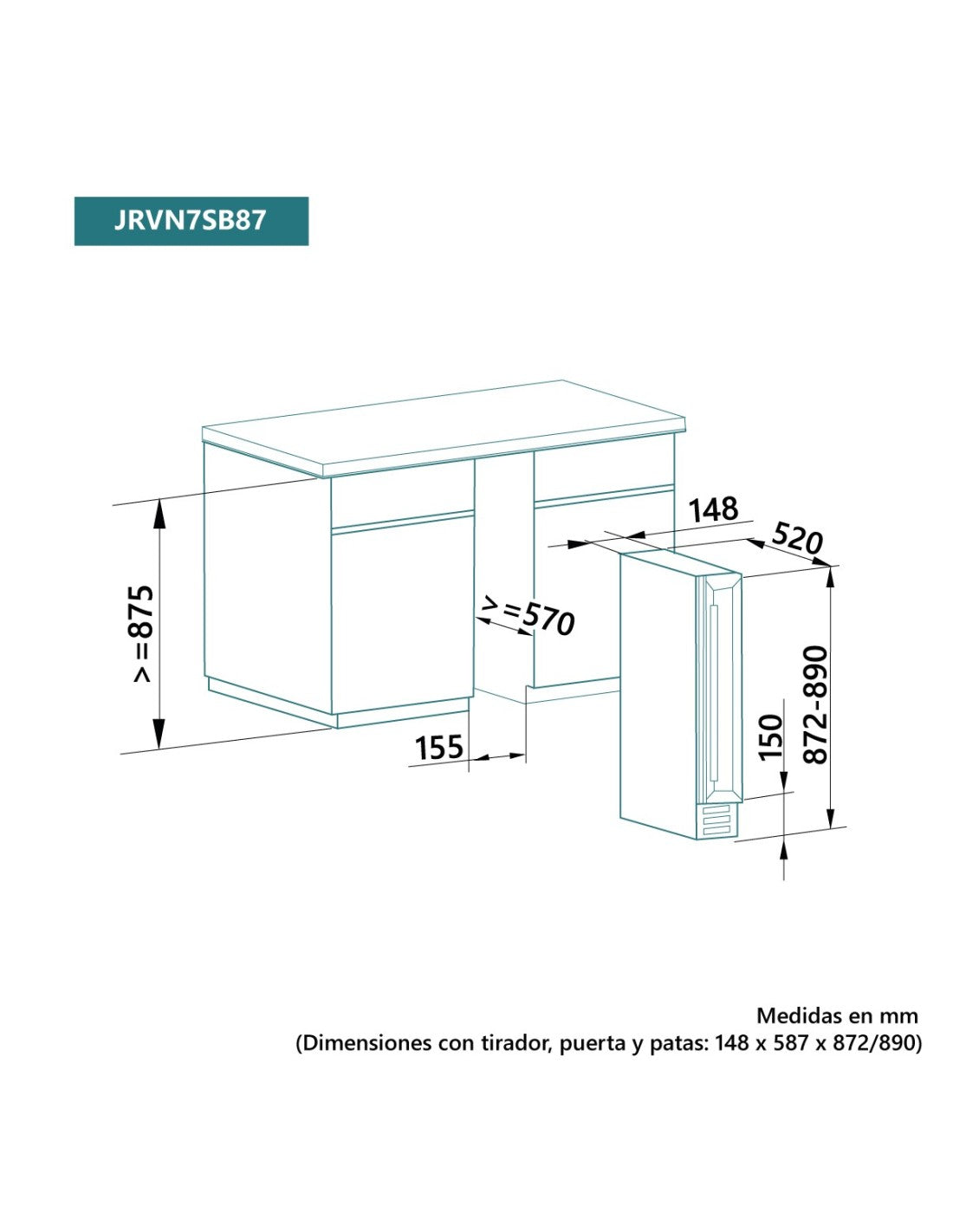 🍷 Vinoteca Johnson JRVN7SB87 88 cm – 7 Botellas Integrable
