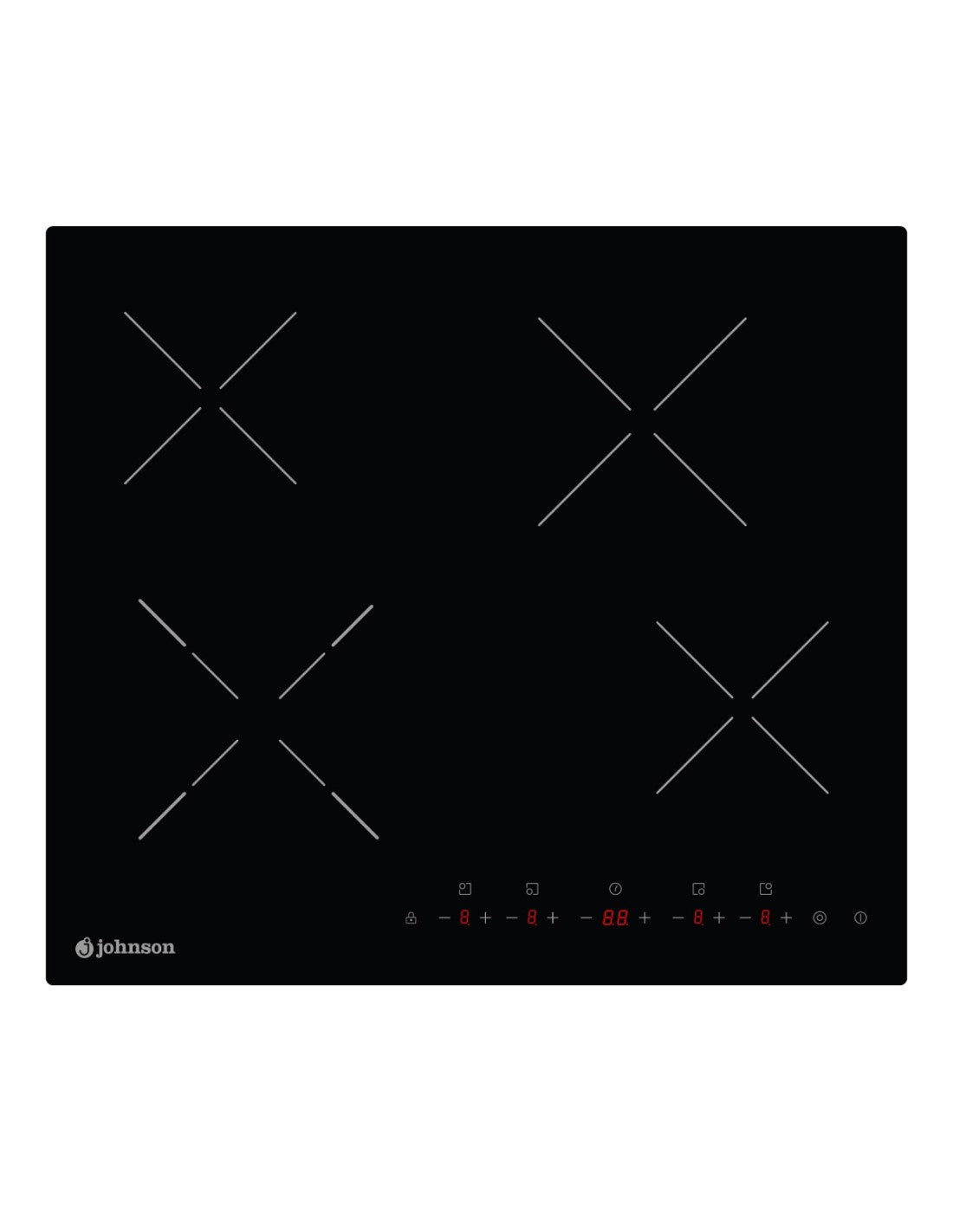 🔥 Vitrocerámica Johnson JVICA4201 Cristal Negro – 60 cm con 4 Zonas de Cocción