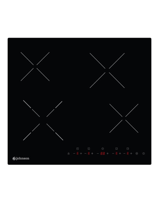 🔥 Vitrocerámica Johnson JVICA4201 Cristal Negro – 60 cm con 4 Zonas de Cocción