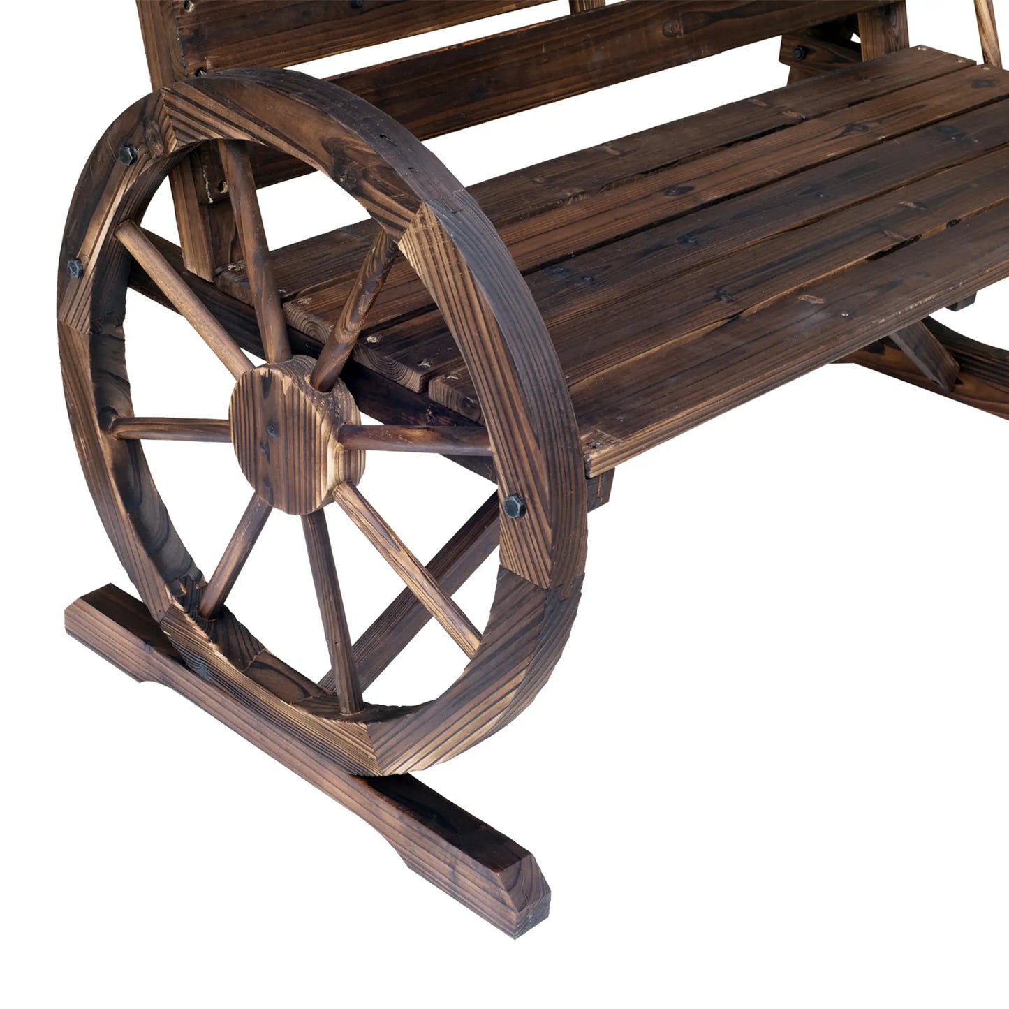 🌿 Banco de Jardín Modelo Rustico Wheel 2 Plazas Madera Diseño Rueda