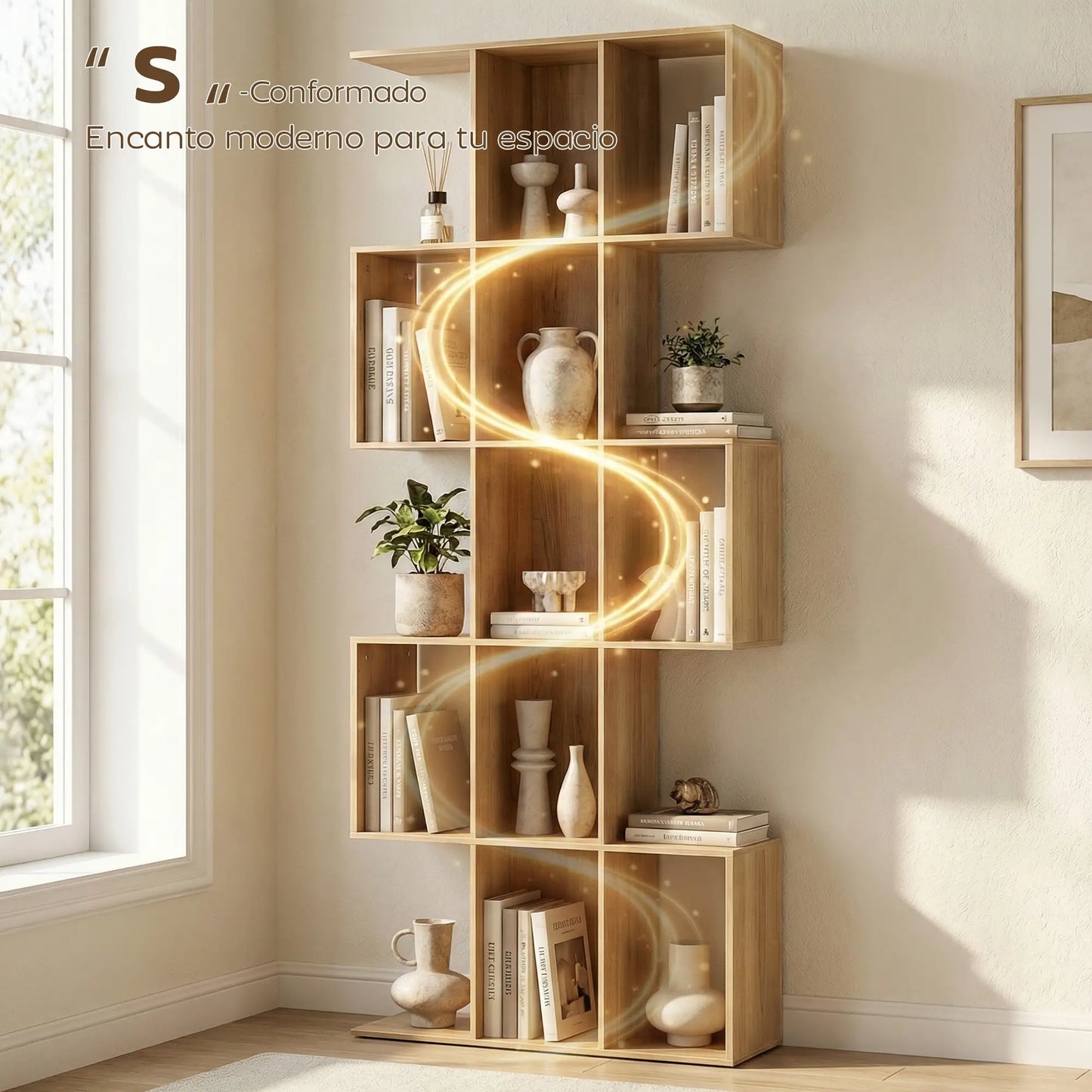 📚 Librería Modelo ZIGZAG – Diseño en S de Gran Capacidad