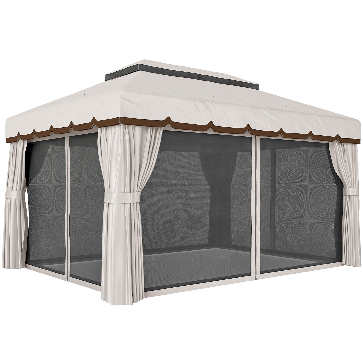 🌿 CENADOR DE JARDÍN “ARENAZZA” 4x3m – DOBLE TECHO, CORTINAS Y MOSQUITERA