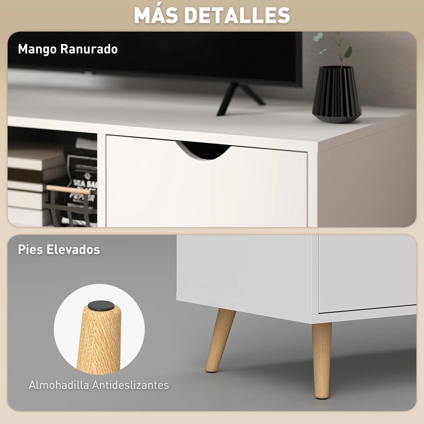 📺 MUEBLE TV “NORDIC BOX 110” – 2 PUERTAS + CAJÓN + HUECO ABIERTO · HASTA 50" · 2 COLORES