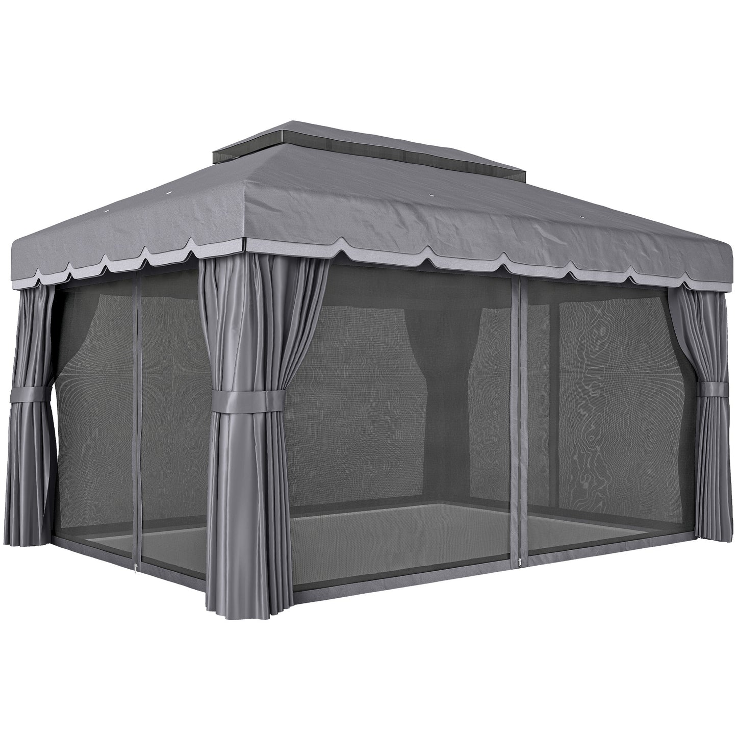 🌿 CENADOR DE JARDÍN “BRISALUX” 4x3m – DOBLE TECHO, CORTINAS Y MOSQUITERA
