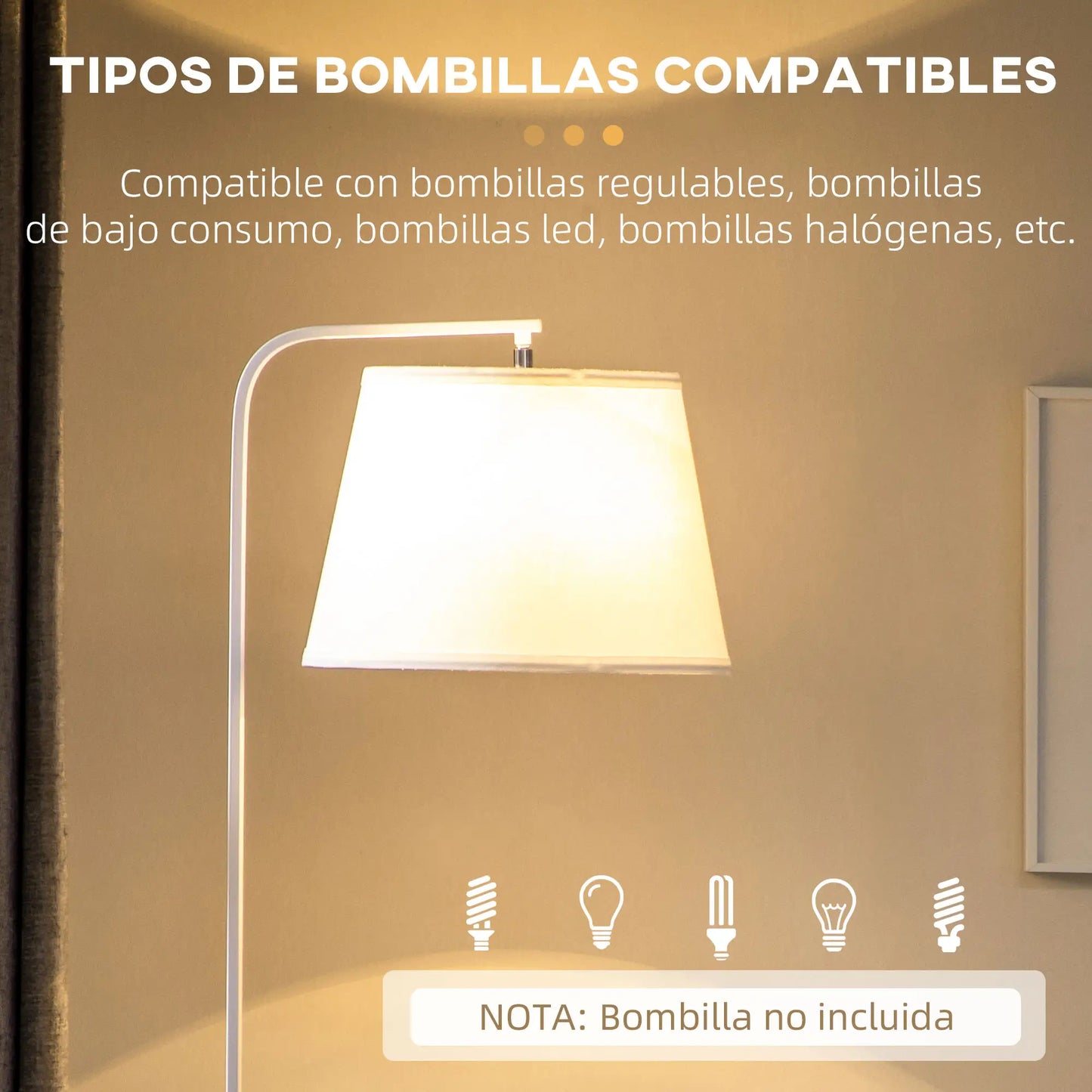 💡 Lámpara de Pie Moderna con Mesita Auxiliar de Bambú – Pantalla de Lino Blanca con 2 Estantes Integrados
