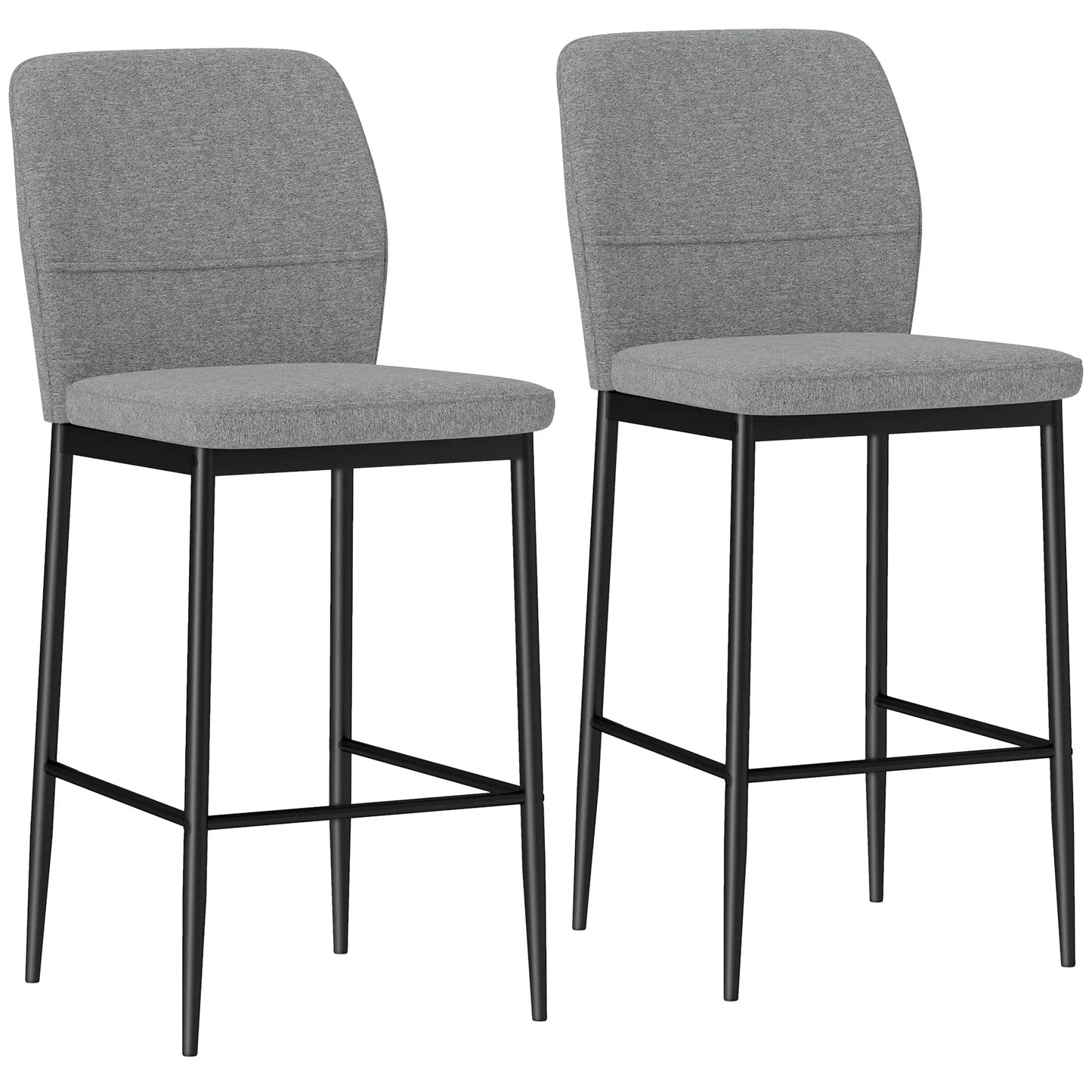 🪑 Set de 2 Taburetes Altos Tapizados en Terciopelo Gris con Patas de Acero – Diseño Moderno para Cocina, Barra o Comedor
