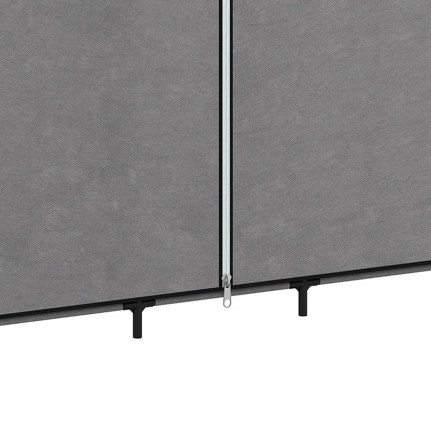 👕 ARMARIO DE TELA GRANDE 212 CM CON 5 BARRAS, 5 ESTANTES Y 6 BOLSILLOS – GRIS