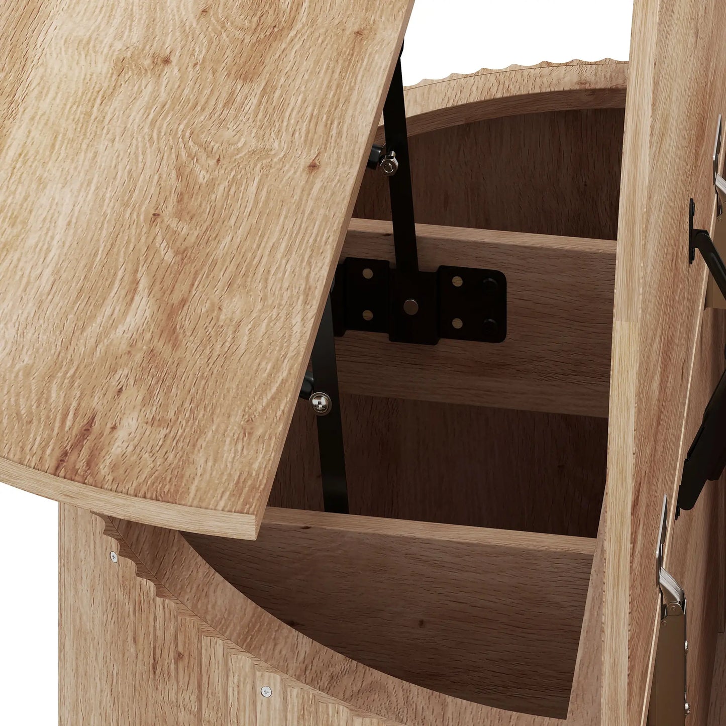 🪵 Mesa de Centro Elevable Redonda con Almacenamiento Oculto y Tablero Elevable 80 cm Madera Natural