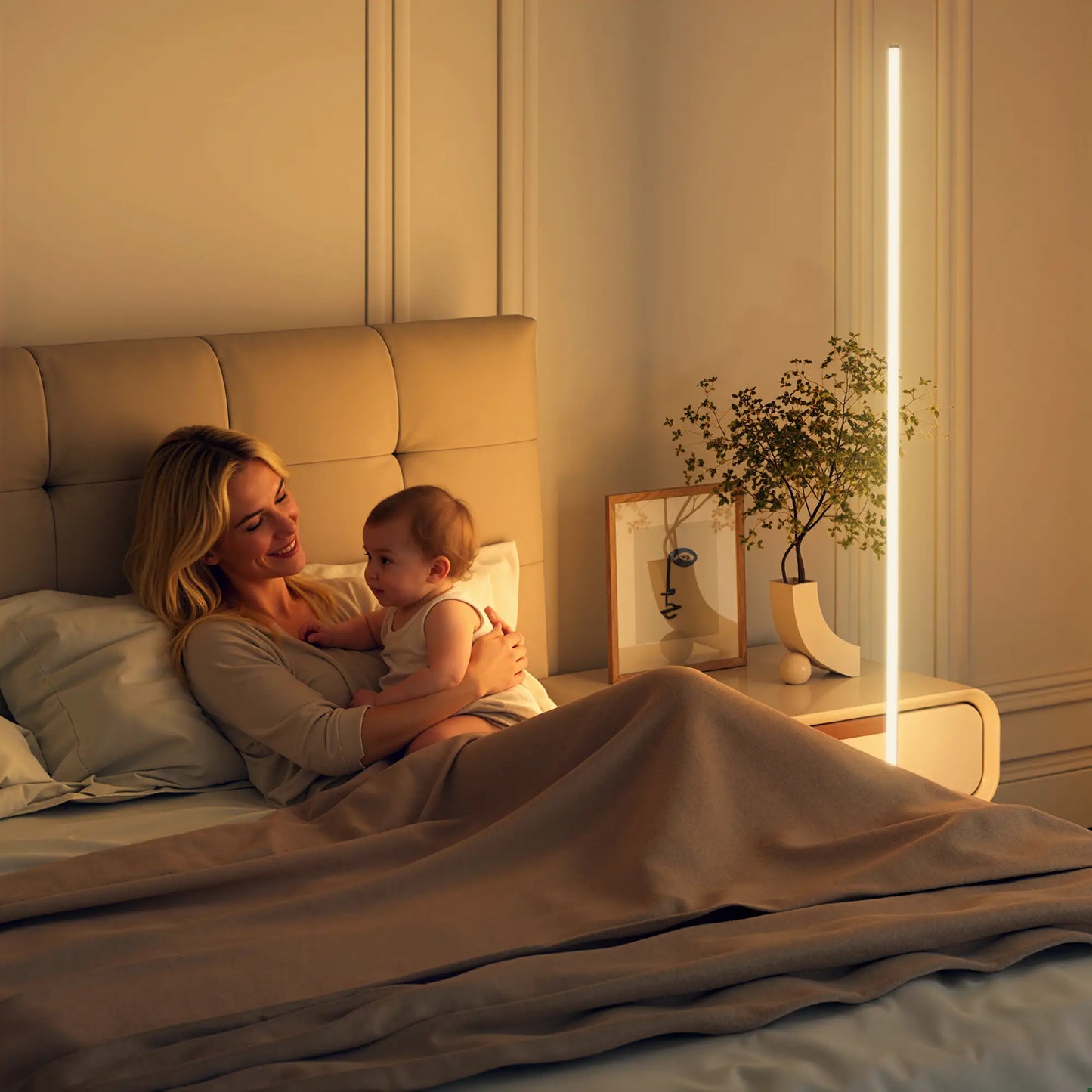💡 Lámpara de Pie LED Moderna Regulable con Mando a Distancia – Brillo y Temperatura de Color Ajustables Color Gris Plata