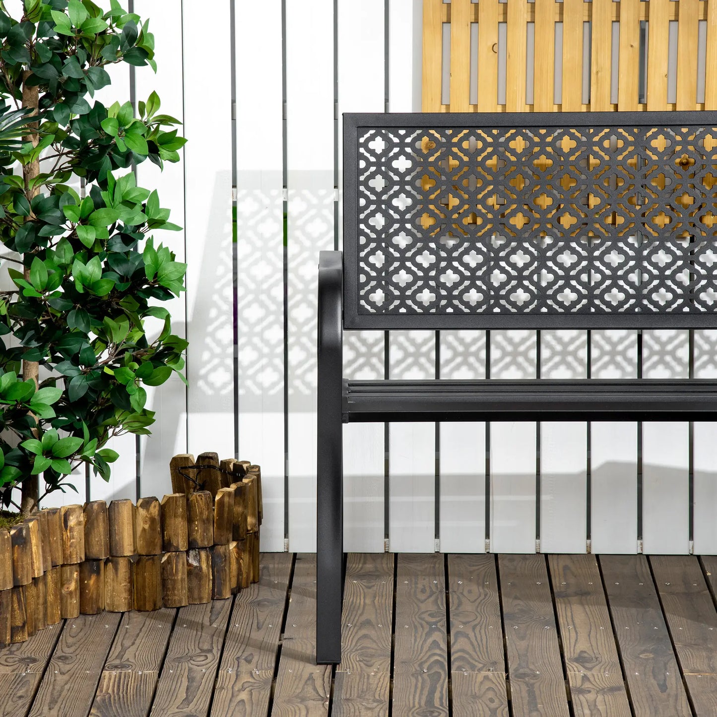🌿 Banco de Jardín Modelo Forge Elegance 2 Plazas Acero Negro Forja